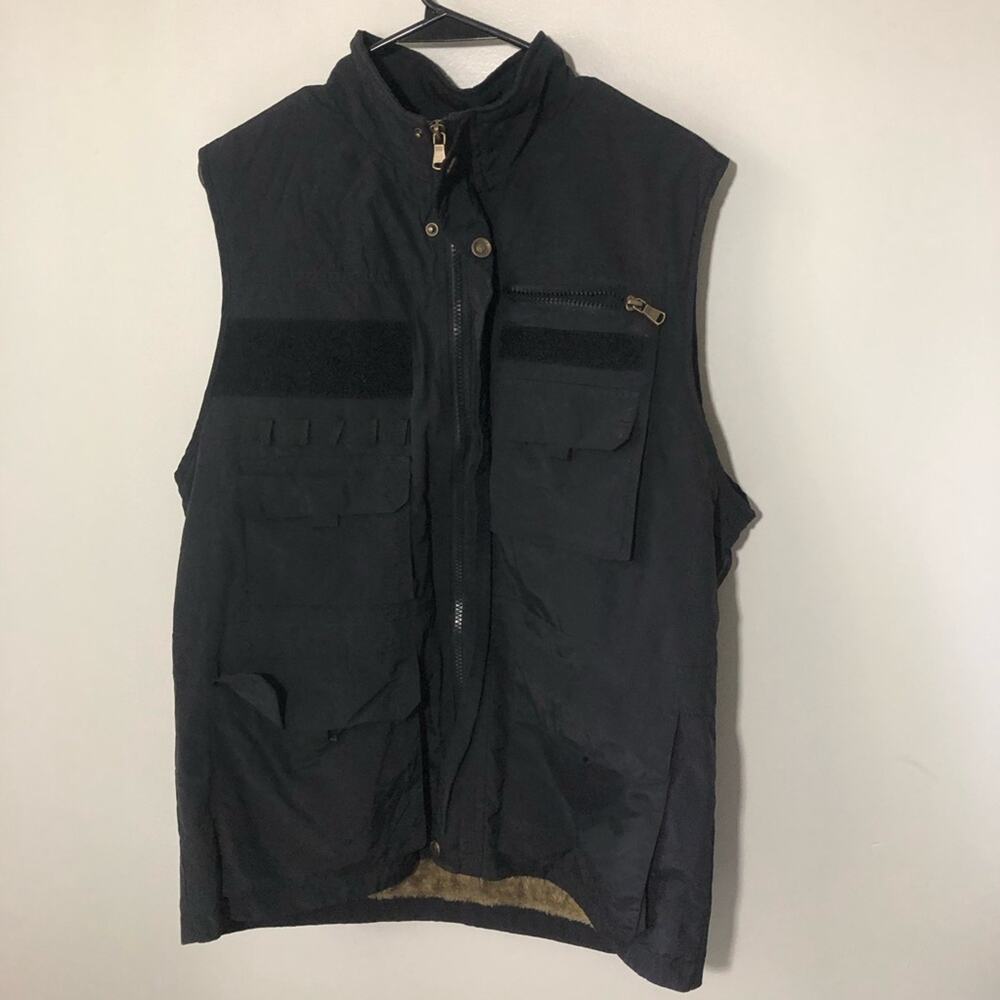 Cool choice black utility full zip vest fly fishing pockets workwear mens L